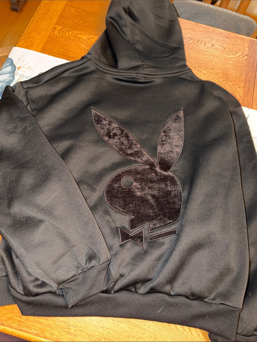 Playboy Black Velvet Logo Hoodie Jacket